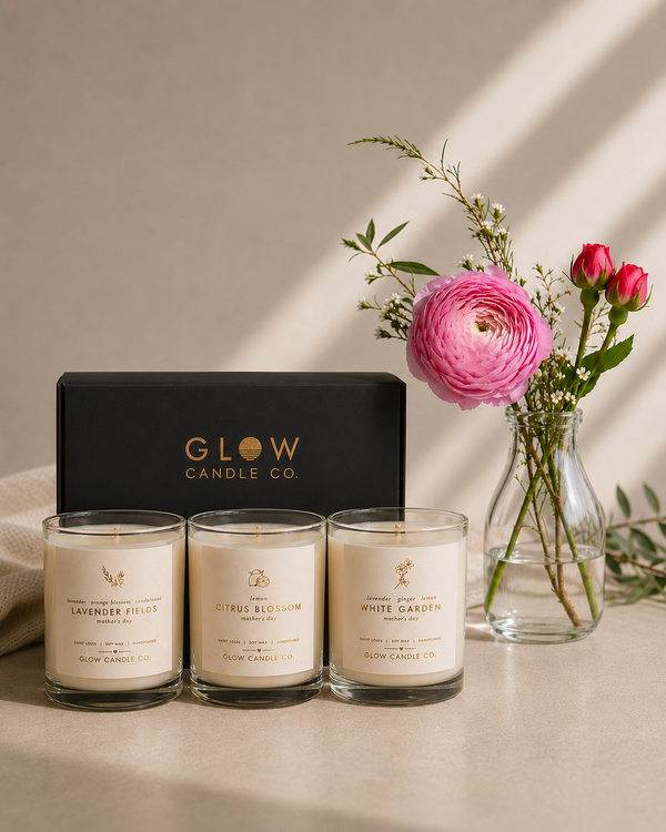 Mother’s Day Candle Trio - Limited Edition (7.5 ounce) + Complimentary Flowers