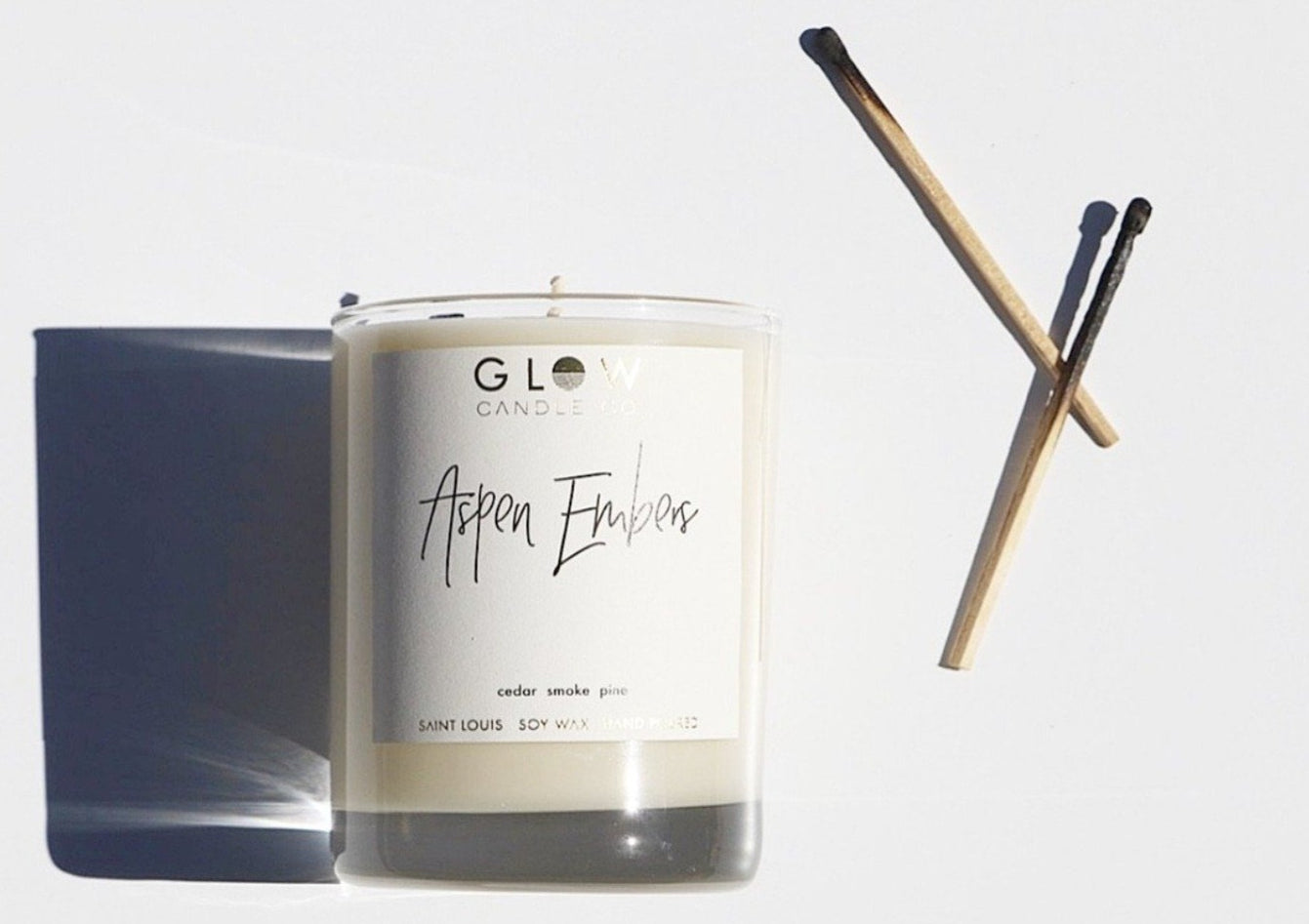 Glow Candle Co EcoFriendly Hand Poured Soy Wax Candle Aspen Embers Glow Candle Company